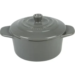 Mini cocotte céramique avec couvercle Ø9.5XH7 cm gris