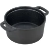Mini cocotte en fonte avec support bambou L13X11X8 cm noir
