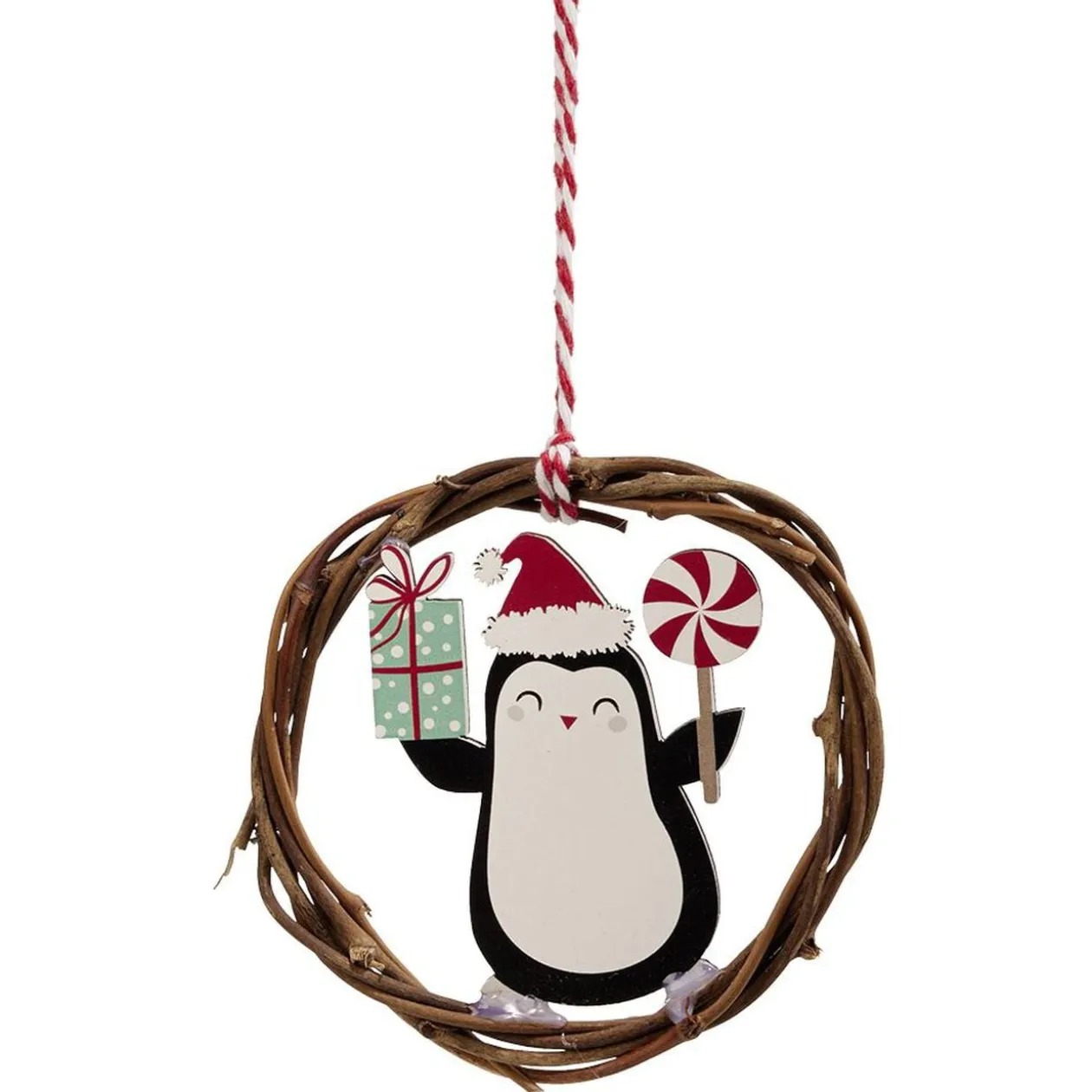 Mini couronne Noël à suspendre en bois Ø9 cm
