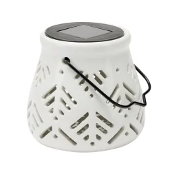 Mini lanterne blanche en céramique à poser ou à suspendre Ø12xH12cm