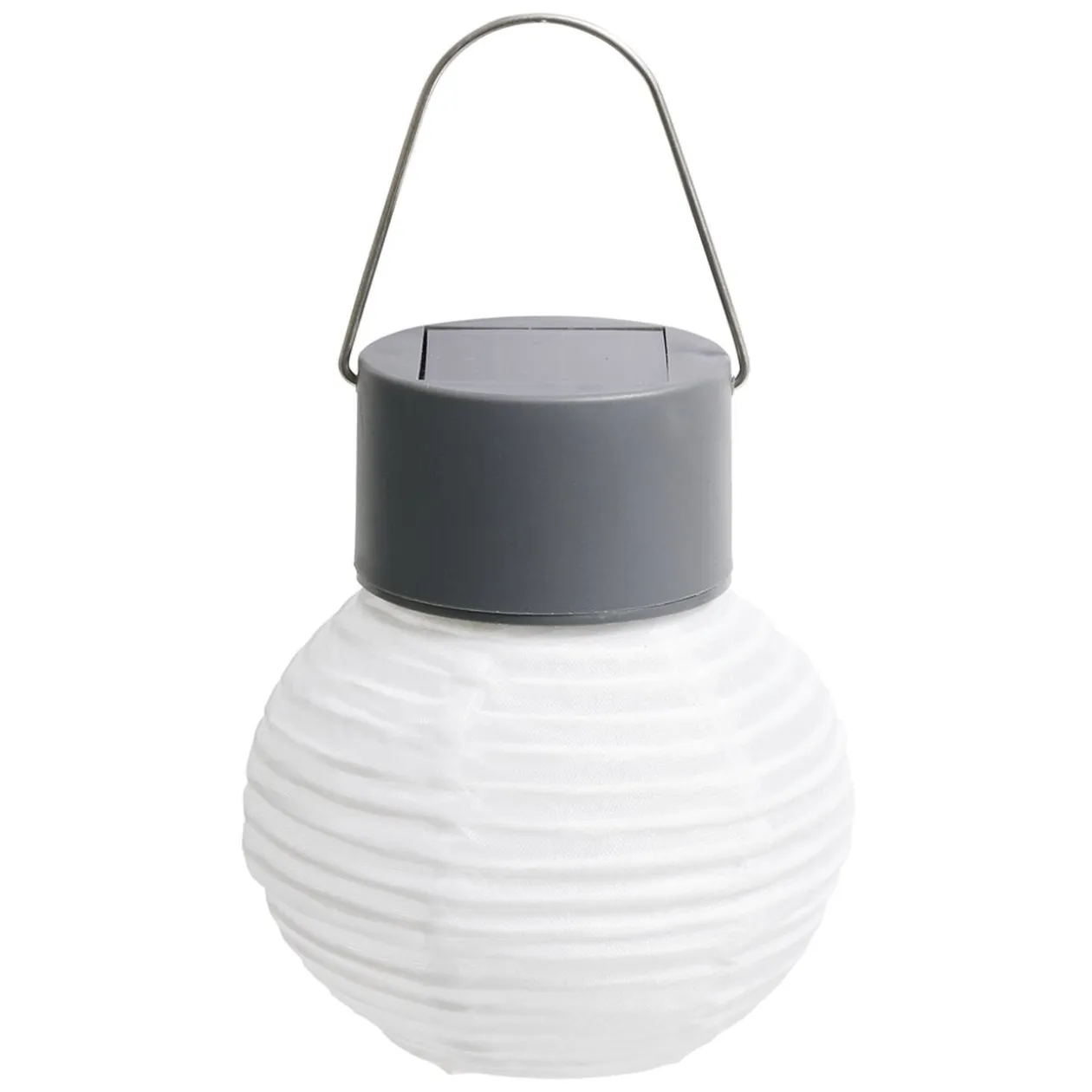 Mini lanterne chinoise solaire en tissu blanc Ø7,5xH12,5cm