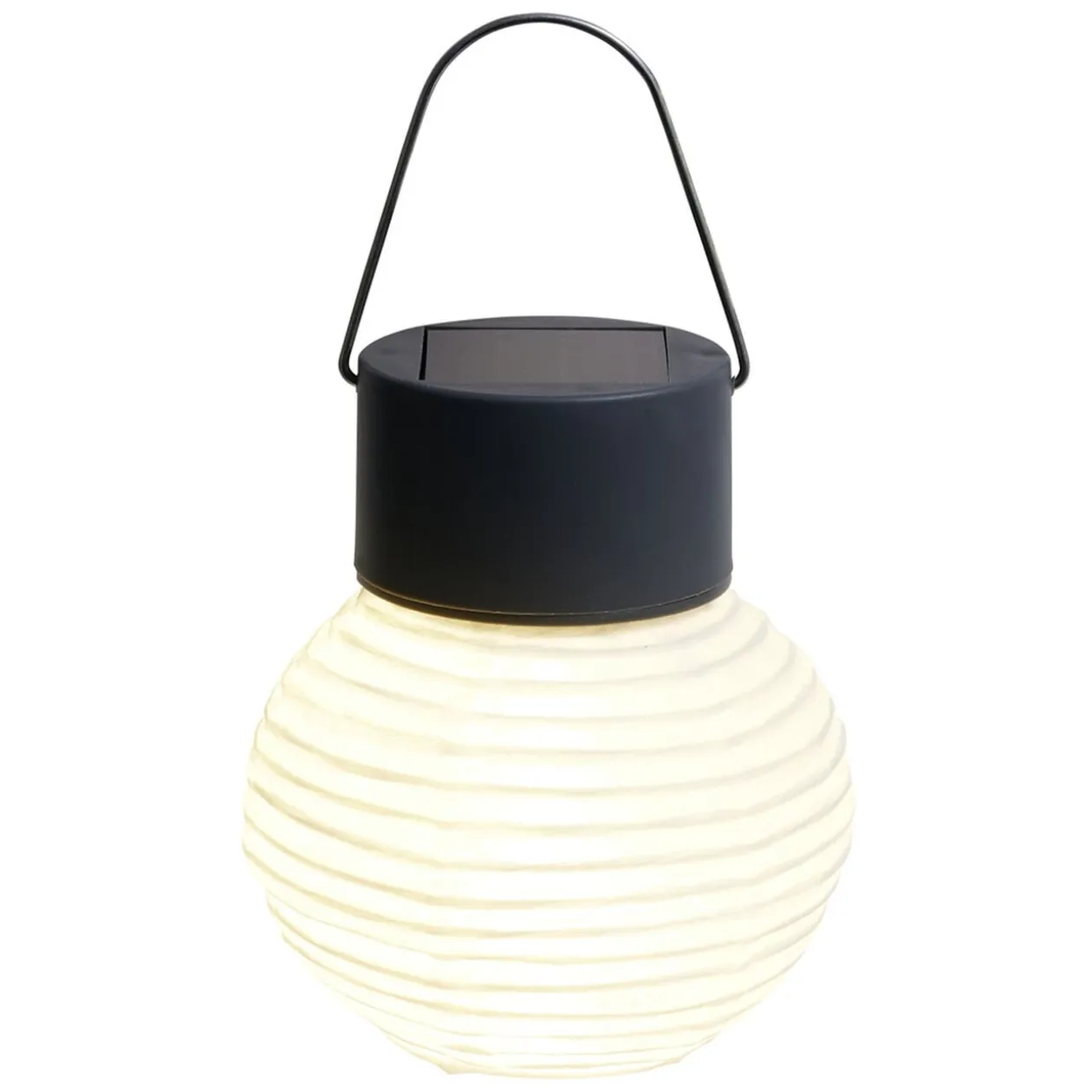 Mini lanterne chinoise solaire en tissu blanc Ø7,5xH12,5cm