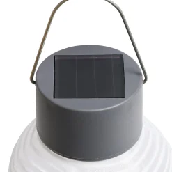 Mini lanterne chinoise solaire en tissu blanc Ø7,5xH12,5cm