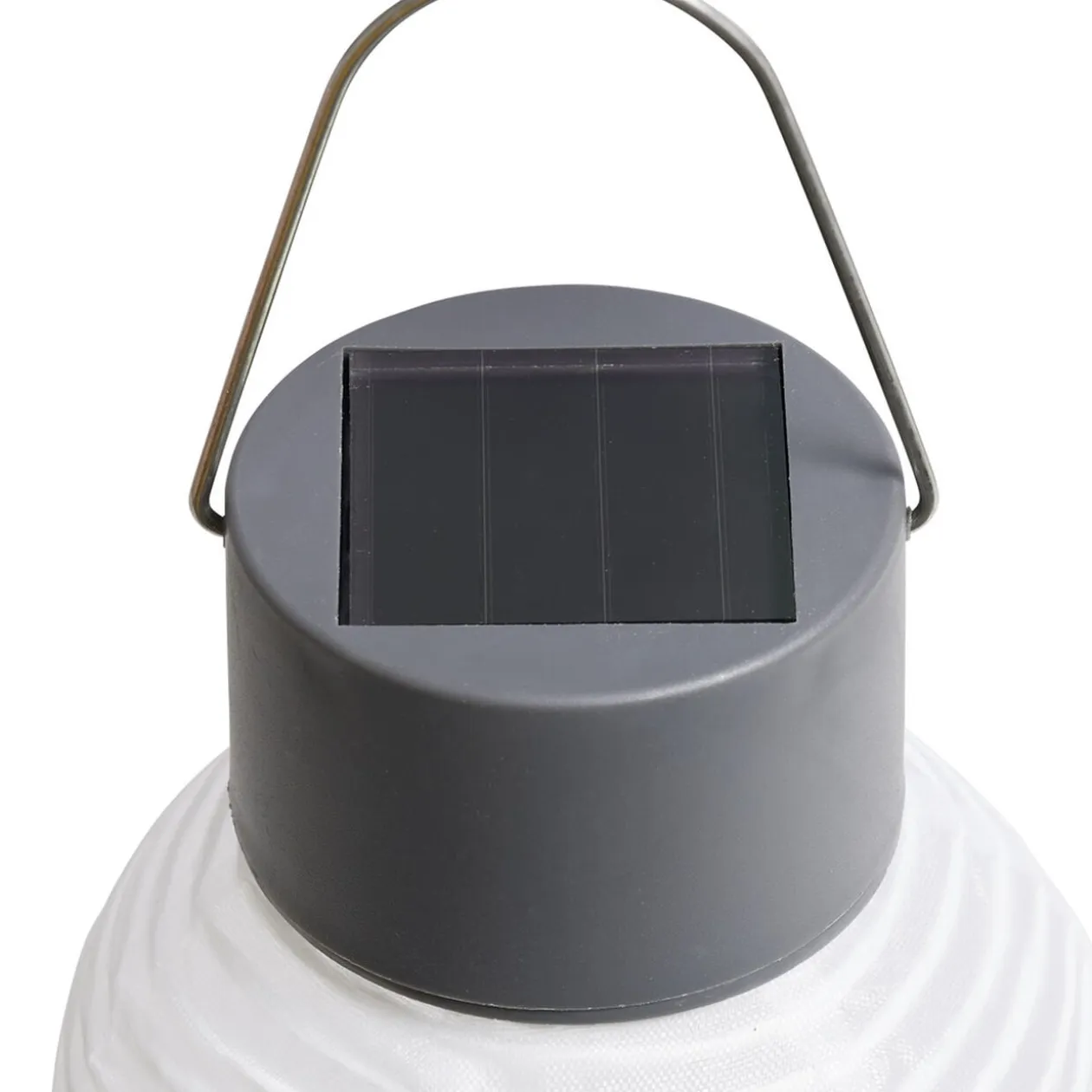 Mini lanterne chinoise solaire en tissu blanc Ø7,5xH12,5cm