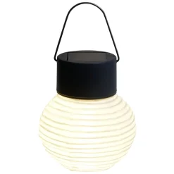 Mini lanterne chinoise solaire en tissu blanc Ø7,5xH12,5cm