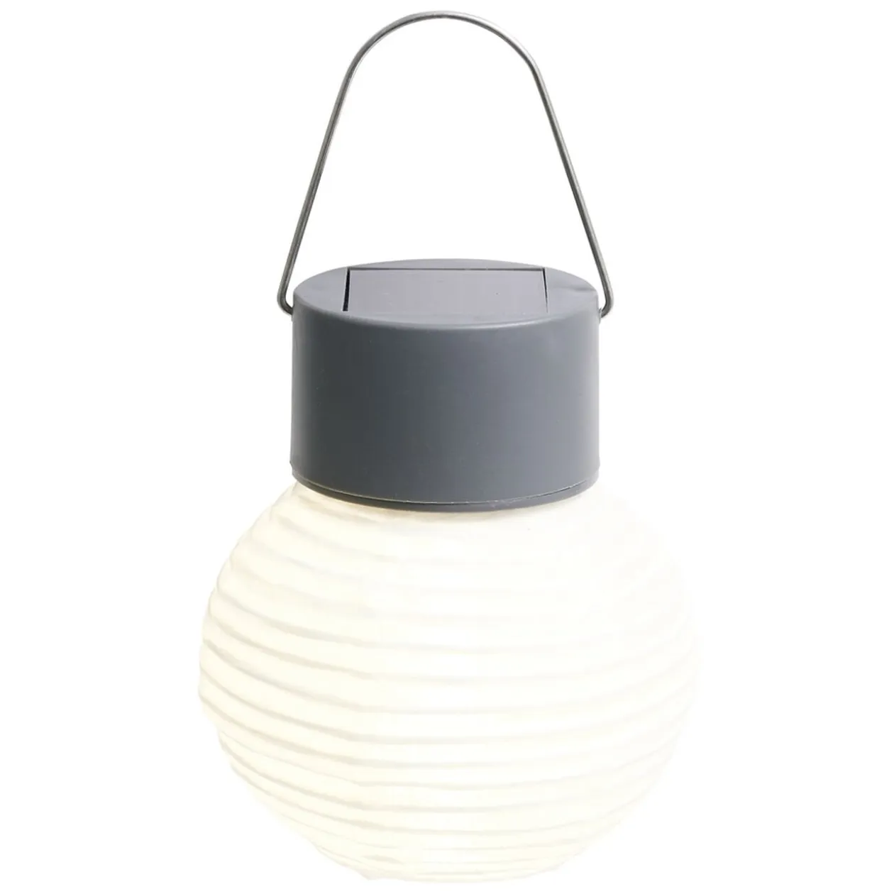 Mini lanterne chinoise solaire en tissu blanc Ø7,5xH12,5cm