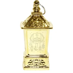Mini lanterne LED orientale carrée 5x5xH10cm (2 modèles doré ou argenté) < Gifi
