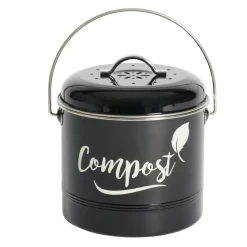 Mini poubelle de cuisine compost noir Ø18xH21cm