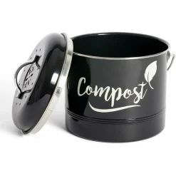 Mini poubelle de cuisine compost noir Ø18xH21cm