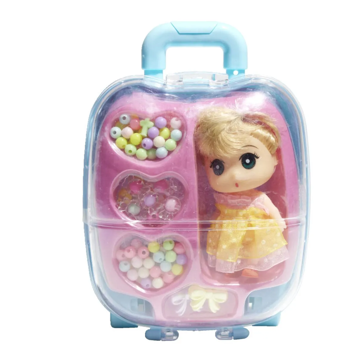Mini poupée avec perles dans valisette H17,5cm < Gifi Sale