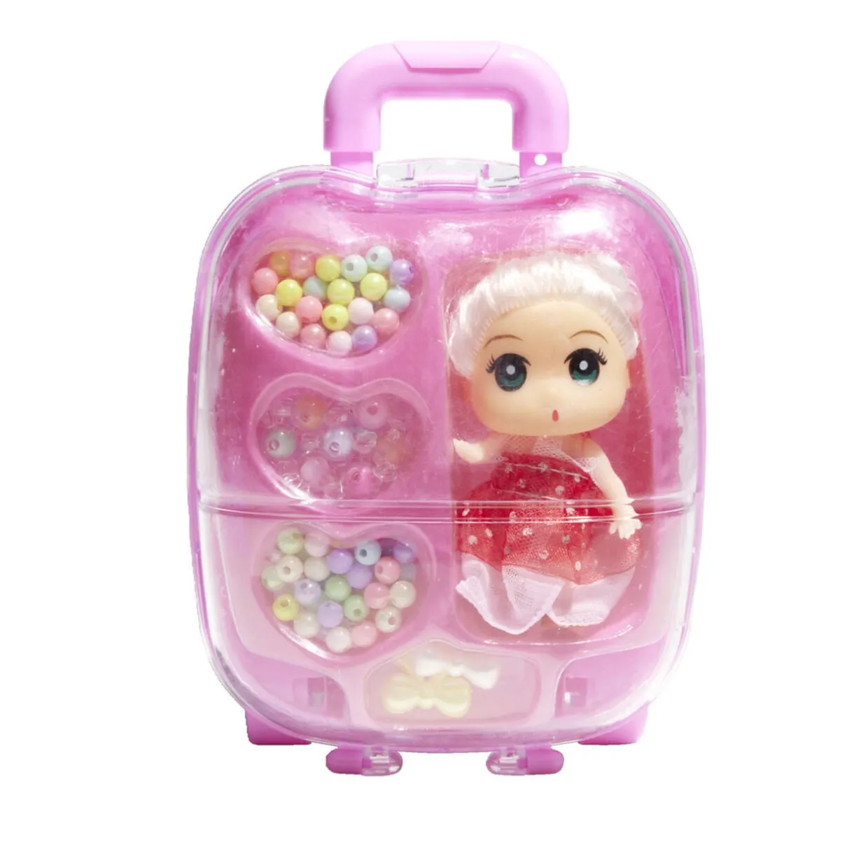 Mini poupée avec perles dans valisette H17,5cm < Gifi Sale