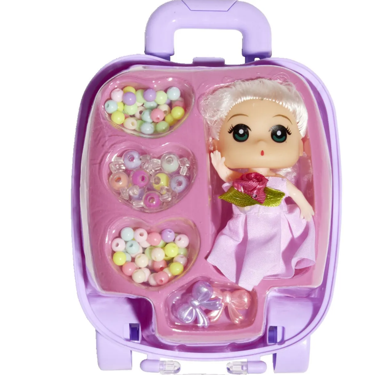 Mini poupée avec perles dans valisette H17,5cm < Gifi Sale