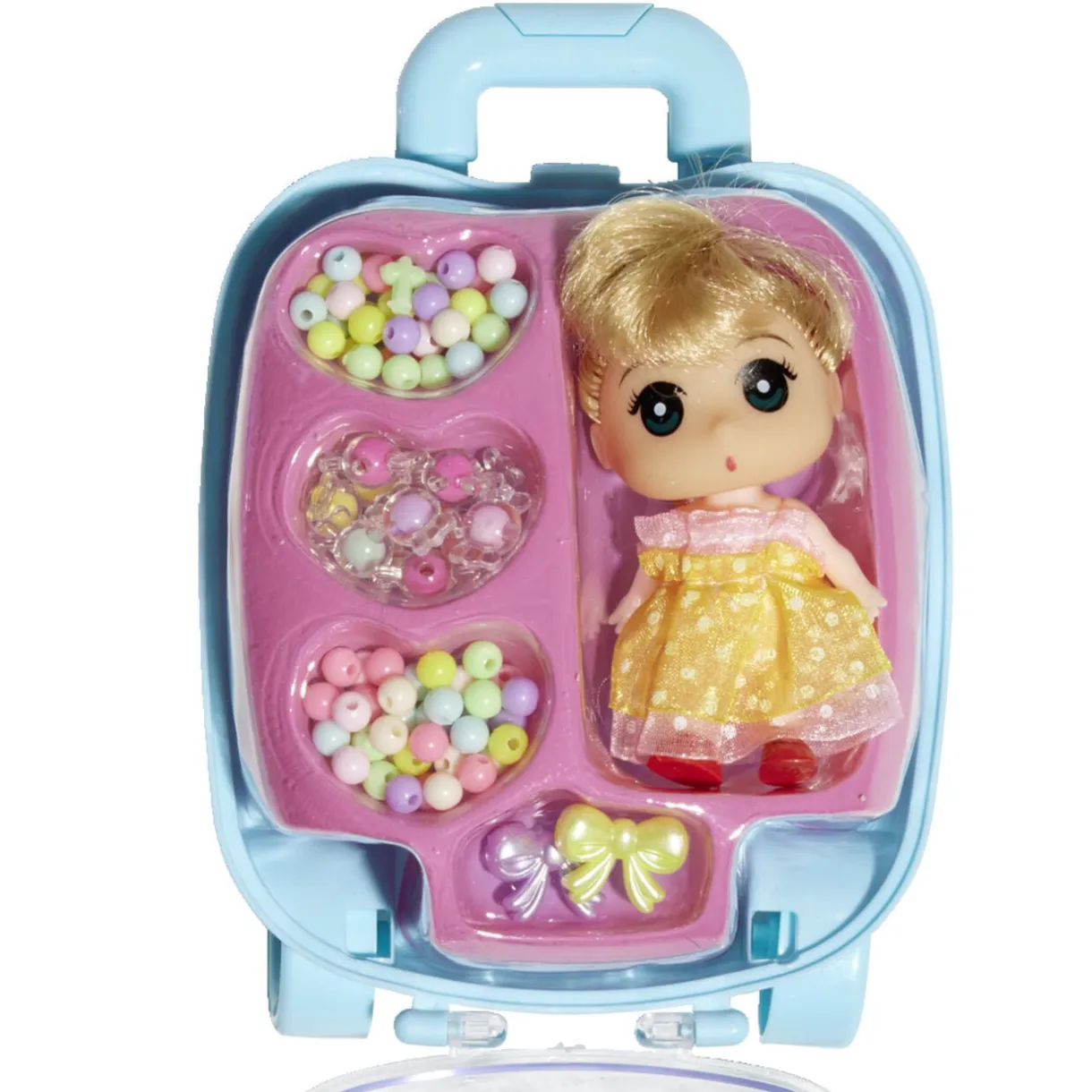 Mini poupée avec perles dans valisette H17,5cm < Gifi Sale
