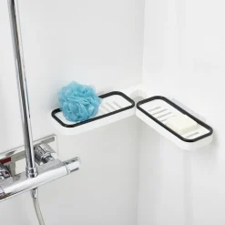 Mini étagère de robinet salle de bain 2en1 plastique blanc 11x63cm < Gifi Hot
