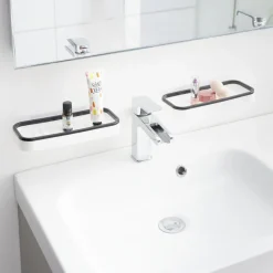 Mini étagère de robinet salle de bain 2en1 plastique blanc 11x63cm < Gifi Hot