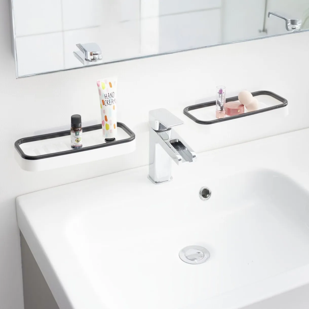 Mini étagère de robinet salle de bain 2en1 plastique blanc 11x63cm < Gifi Hot