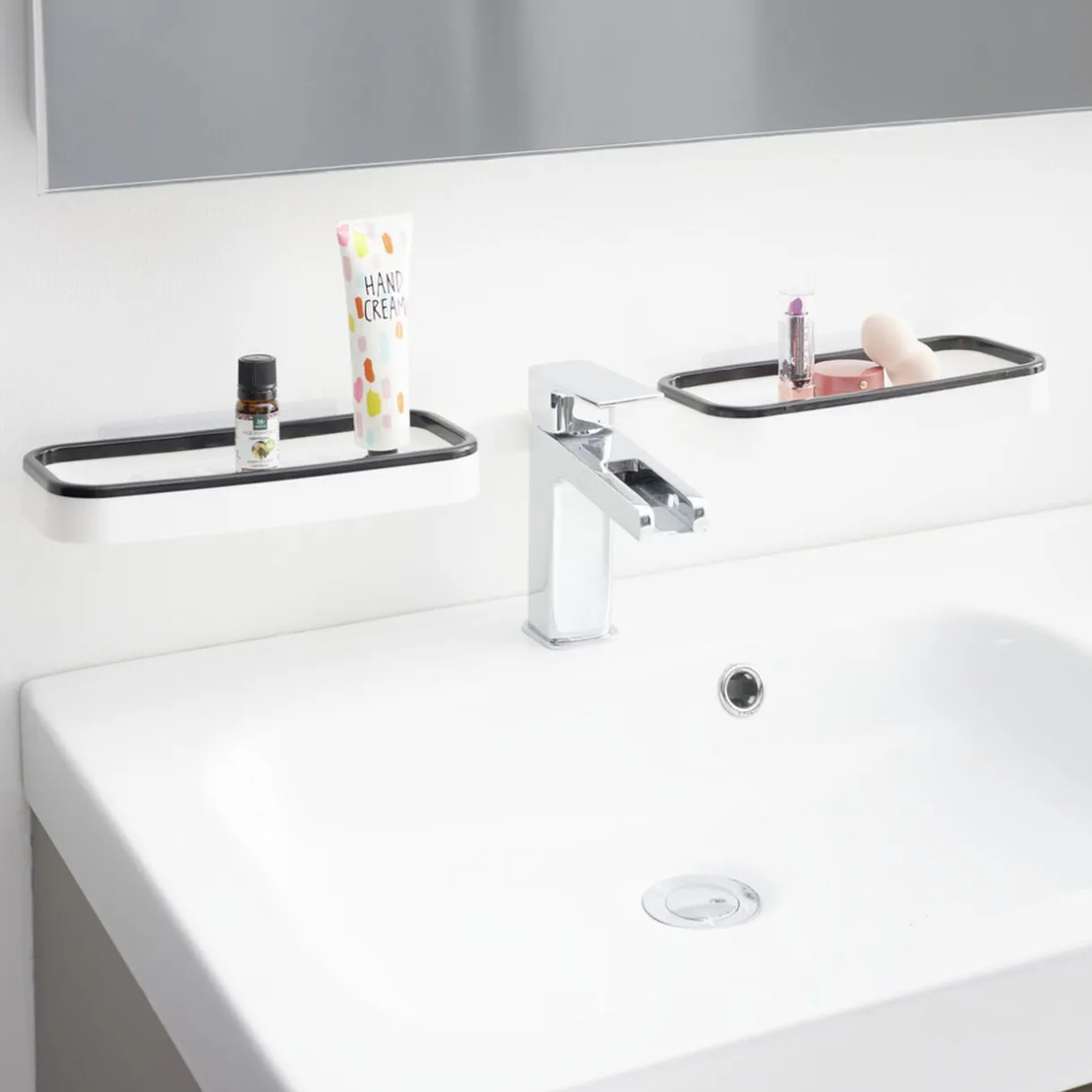 Mini étagère de robinet salle de bain 2en1 plastique blanc 11x63cm < Gifi Hot