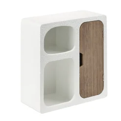 Mini étagère en bois 3 niches dont 1 porte blanc et marron 30x13xH32,5cm < Gifi Outlet