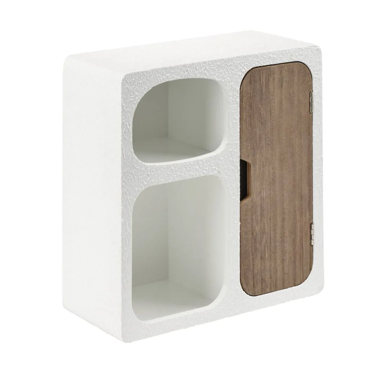 Mini étagère en bois 3 niches dont 1 porte blanc et marron 30x13xH32,5cm < Gifi Outlet