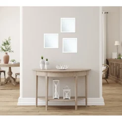 Miroir carré x3 en bois blanc 22x22cm