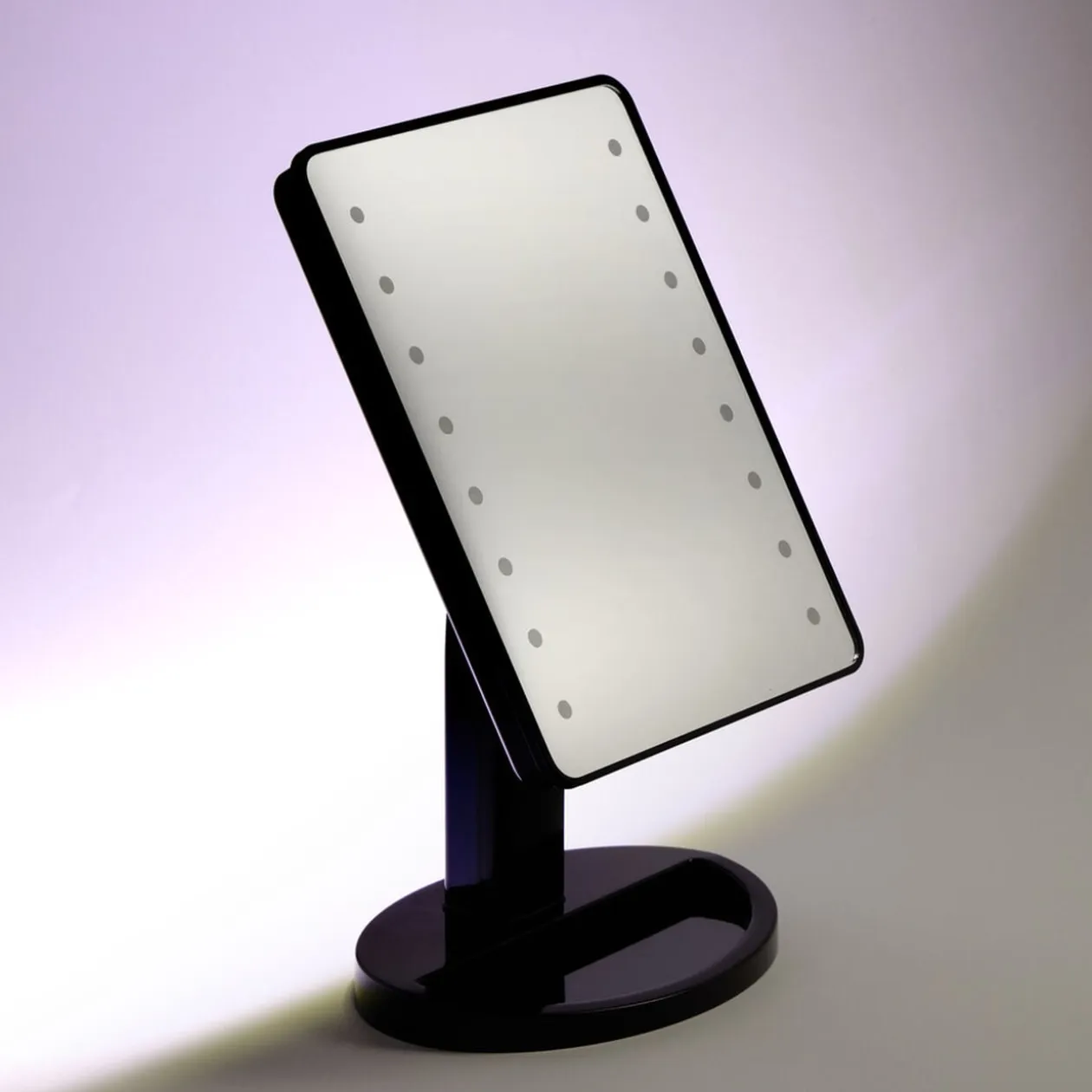 Miroir de maquillage à poser LED lumineux gris 17x12xH28,5cm