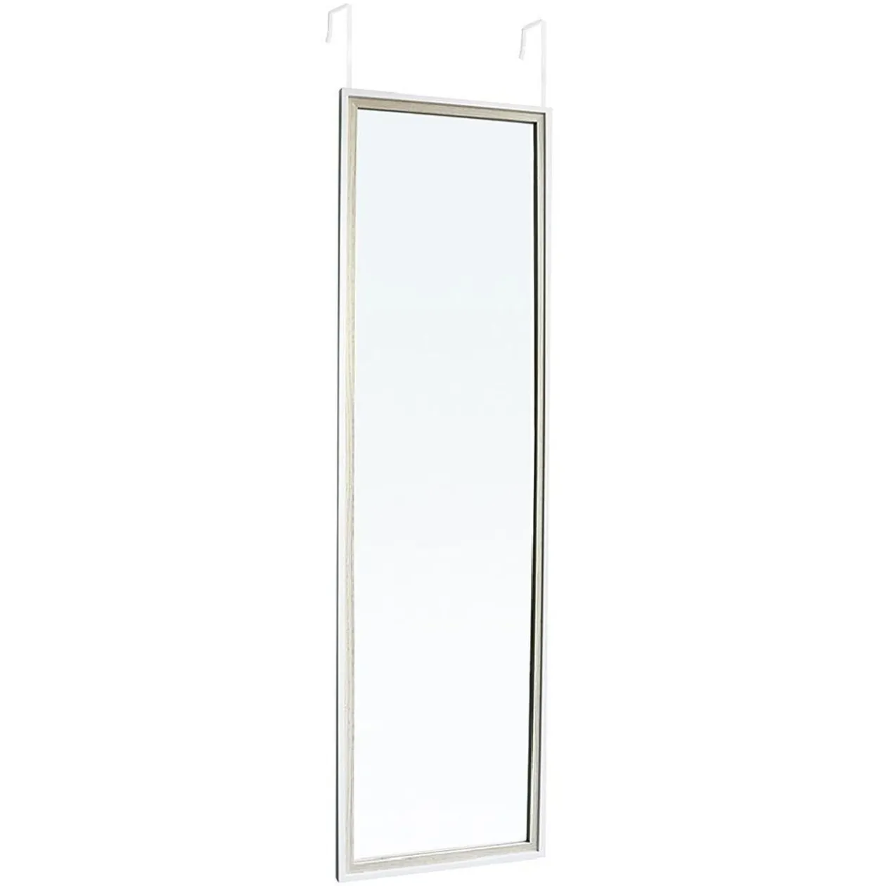 Miroir de porte bois contour blanc H119cm