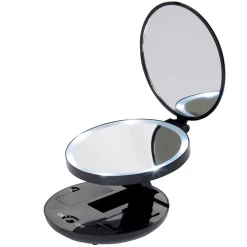 Miroir double rétractable sur pied rond noir LED < Gifi Outlet