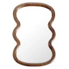 Miroir en bois effet noyer contour ondulé marron 26,5x40cm