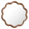 Miroir en bois effet noyer contour ondulé Ø40cm