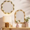 Miroir mural bord ondulé corde tressée beige et vert Ø39,5cm < Gifi Outlet