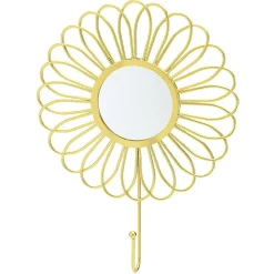 Miroir mural en forme de fleur doré