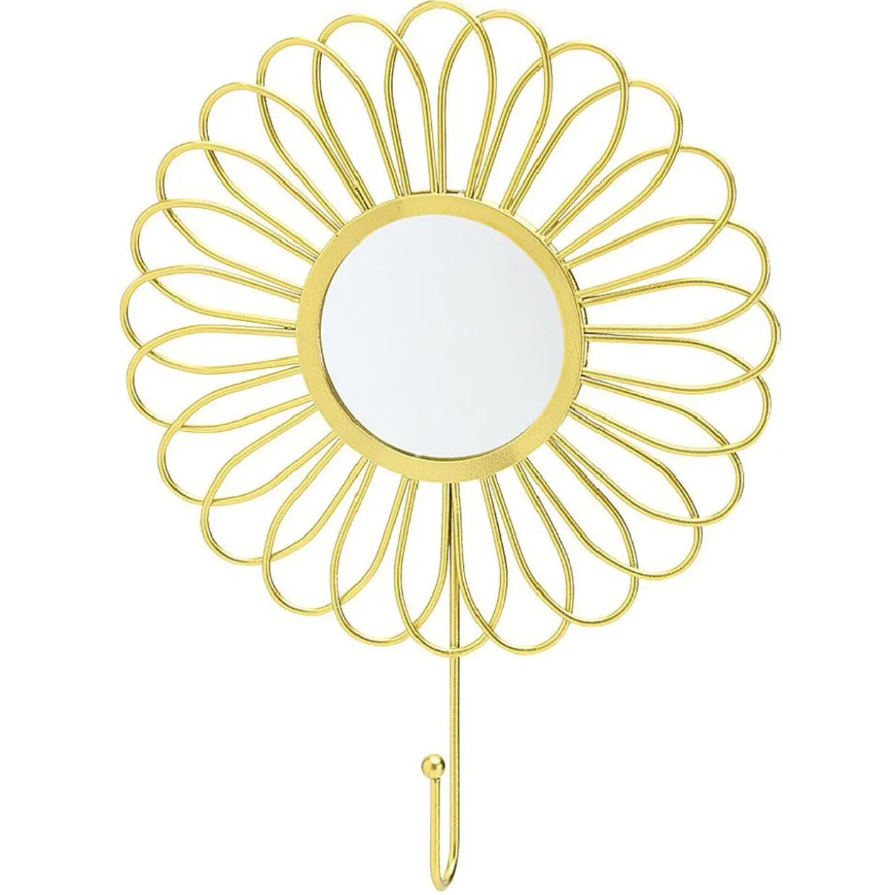 Miroir mural en forme de fleur doré