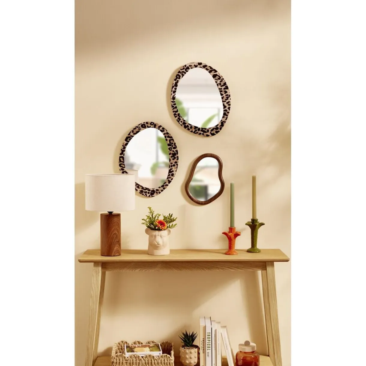Miroir mural ovale contour léopard 30x38cm < Gifi Best