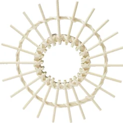 Miroir mural soleil rotin beige Ø28cm