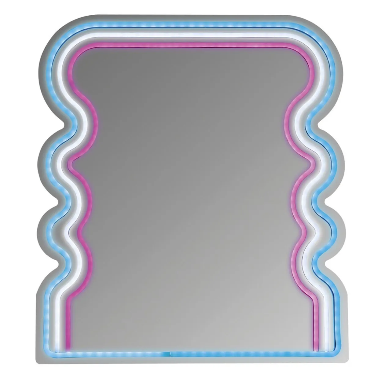 Miroir néon forme vague bleu blanc rose 35x40cm