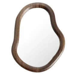 Miroir organique en bois effet noyer 20x27cm