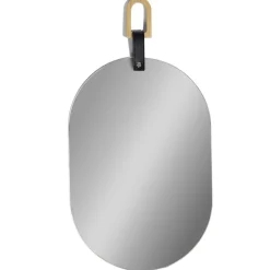 Miroir ovale avec poignée simili et bois 35x35cm < Gifi Sale