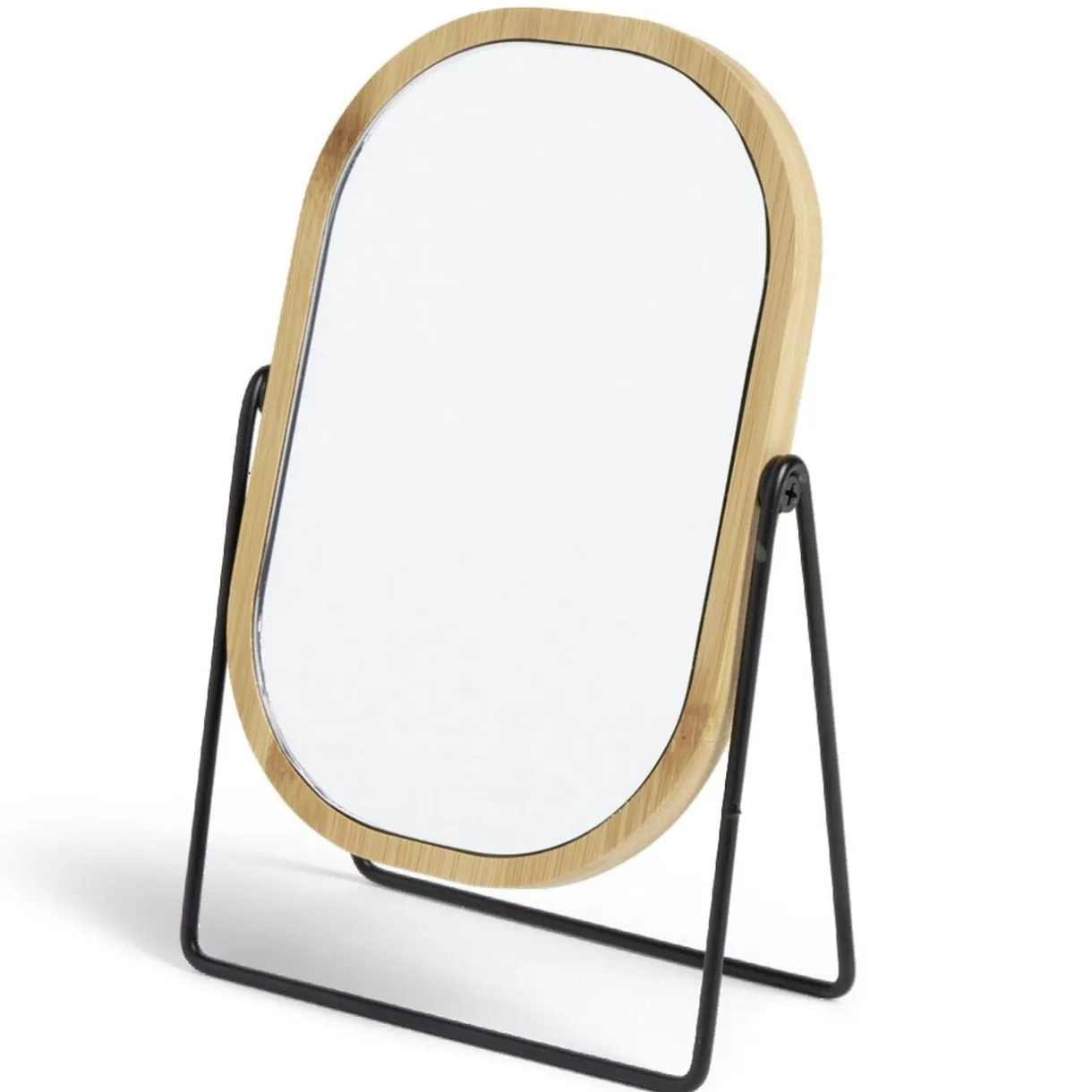Miroir à poser ovale bambou et fer 14,5x8xH22cm < Gifi Clearance