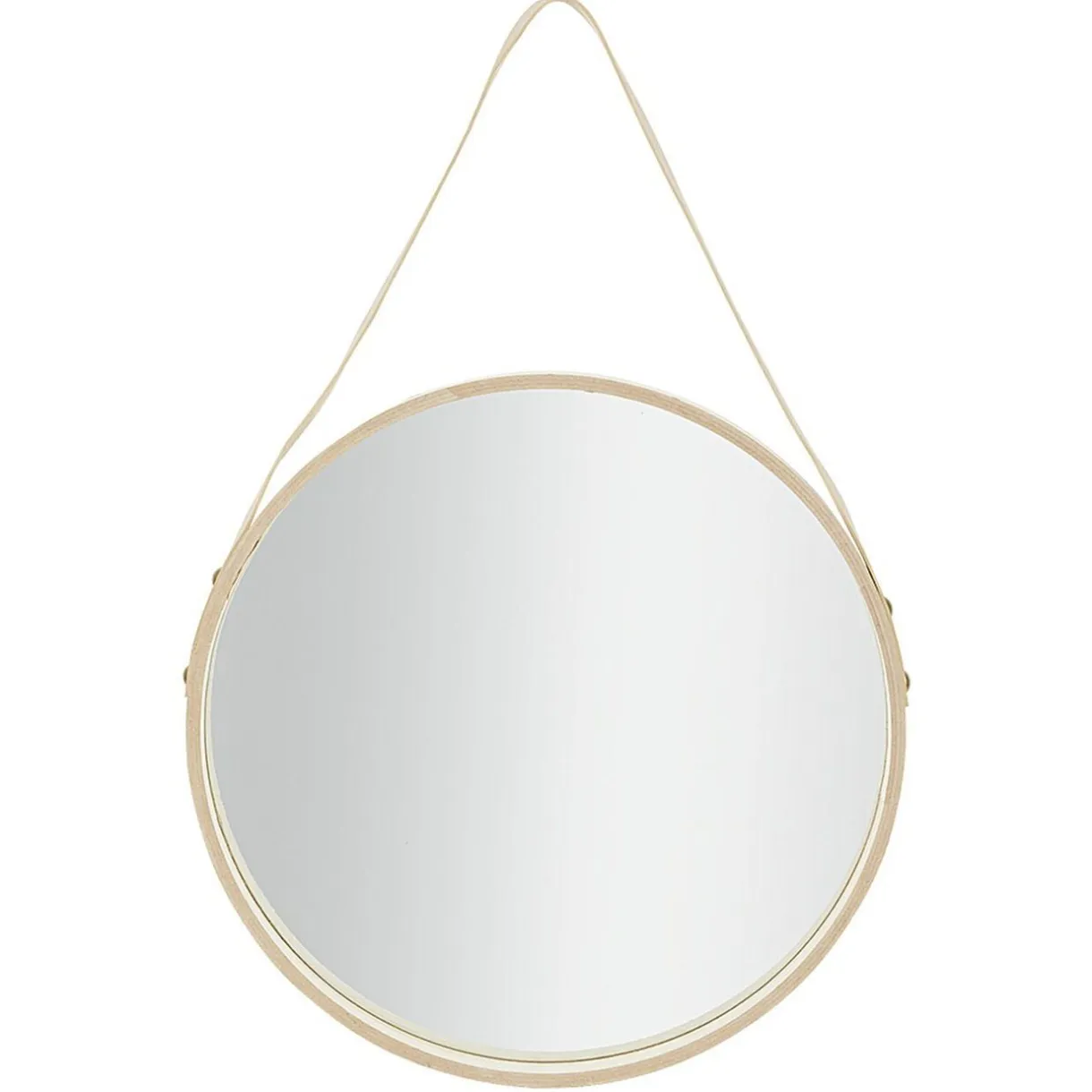 Miroir rond en mdf avec sangle en simili naturel Ø30 cm < Gifi Clearance