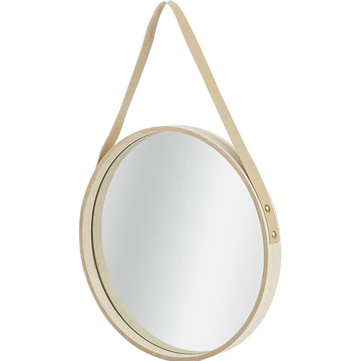 Miroir rond en mdf avec sangle en simili naturel Ø30 cm < Gifi Clearance