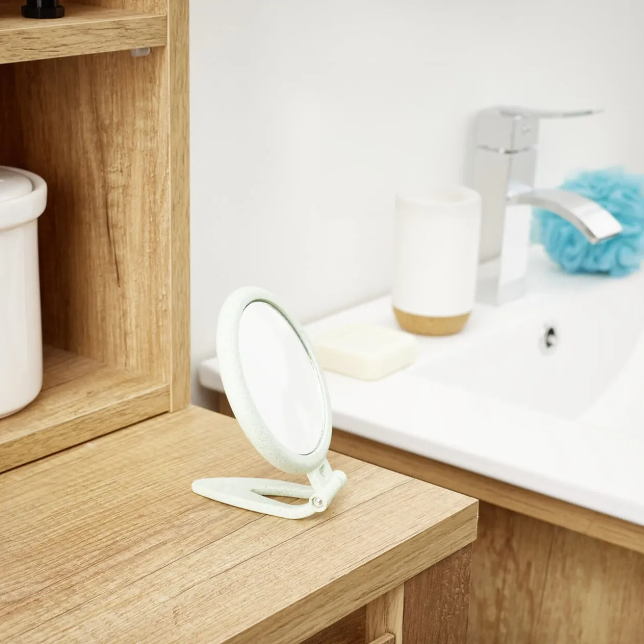 Miroir rond pliable 2 faces normal et grossissant