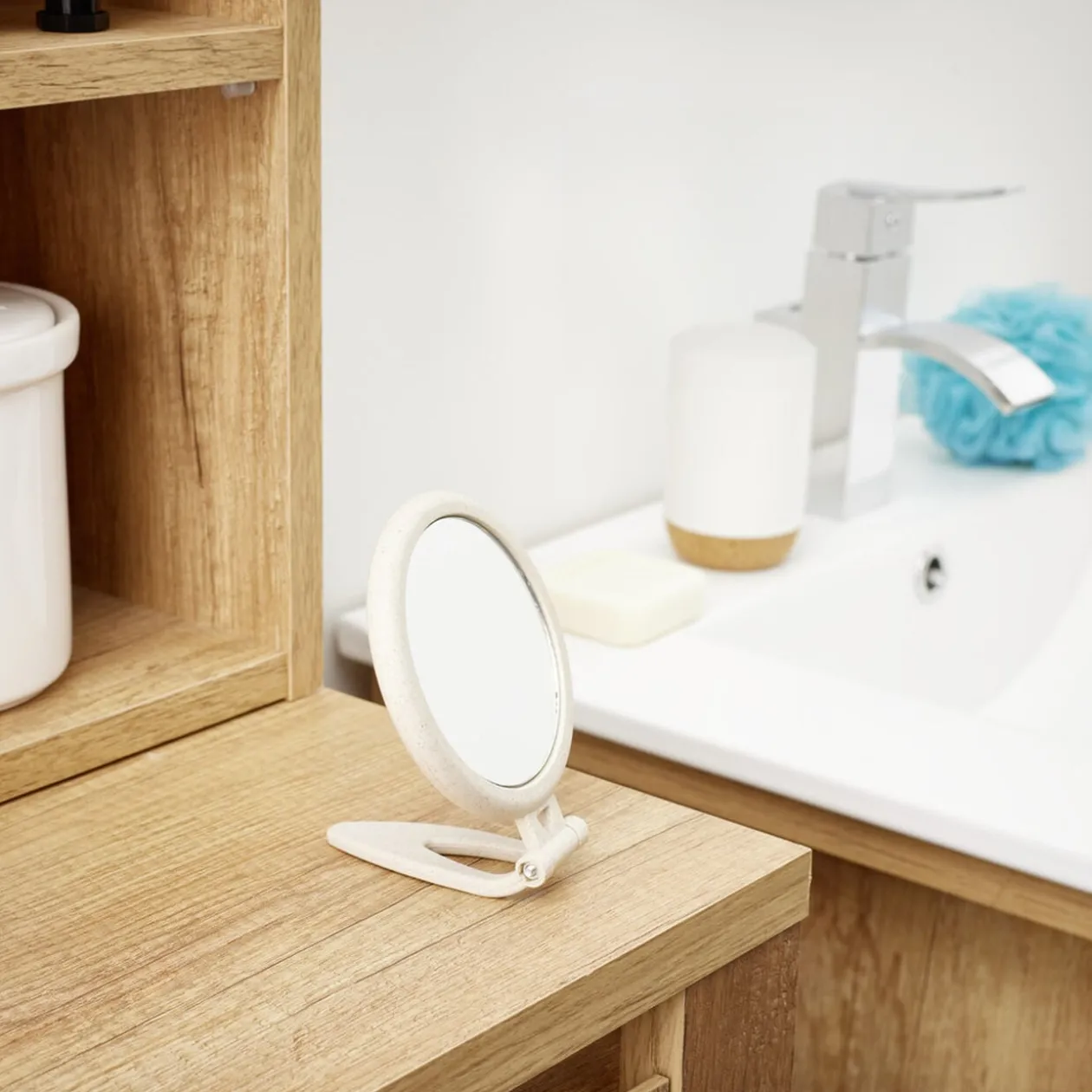 Miroir rond pliable 2 faces normal et grossissant