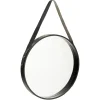 Miroir rond à suspendre contour bois noir Ø40 cm