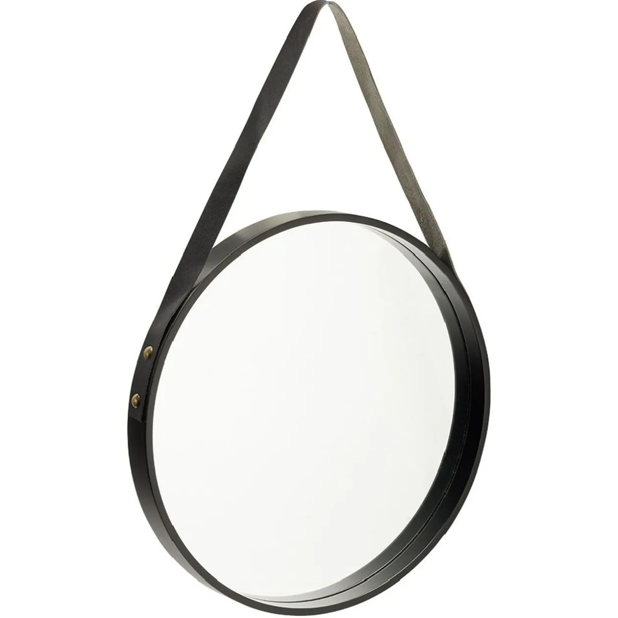 Miroir rond à suspendre contour bois noir Ø40 cm