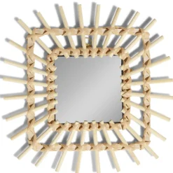 Miroir soleil carré rotin et osier 30x30cm < Gifi Outlet