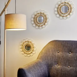 Miroir soleil rosace rond rotin et osier Ø30cm < Gifi Sale