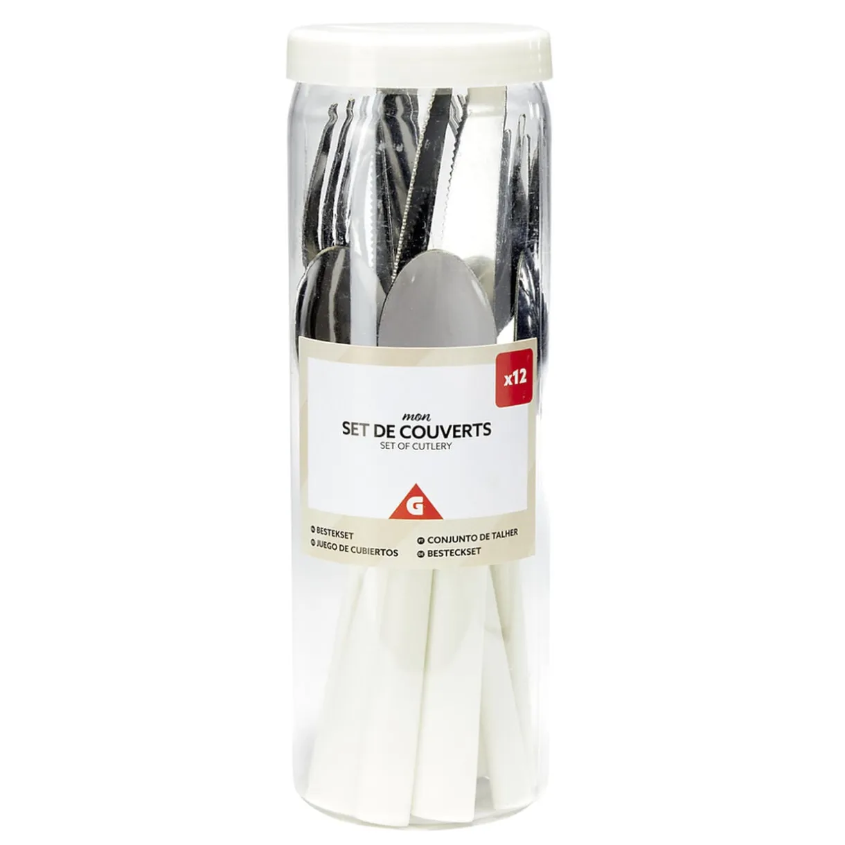 Ménagère couverts acier 12 pièces dans boîte plastique (4 modèles) < Gifi Outlet