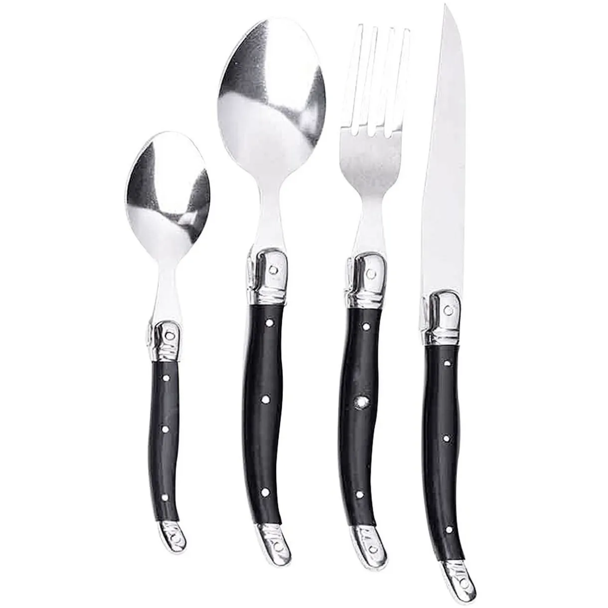 Ménagère inox manche gris 24 pièces < Gifi
