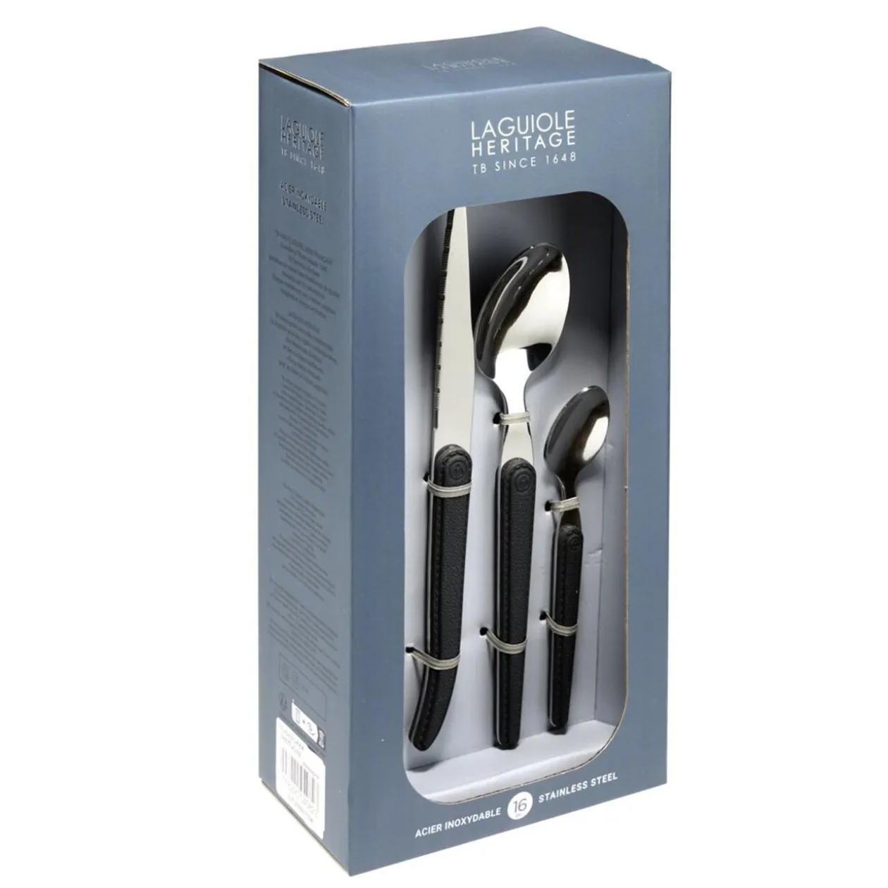 Ménagère Laguiole 16 pièces inox noir