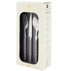 Ménagère 16 pièces acier inoxydable manche texturé rosé < Gifi Discount